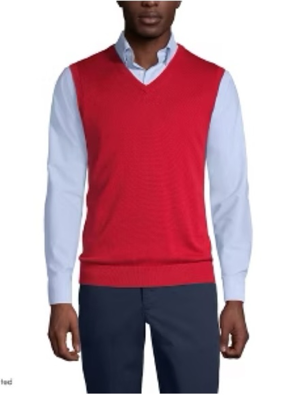 Lands' End Men's Red V-Neck Sweater Vest
